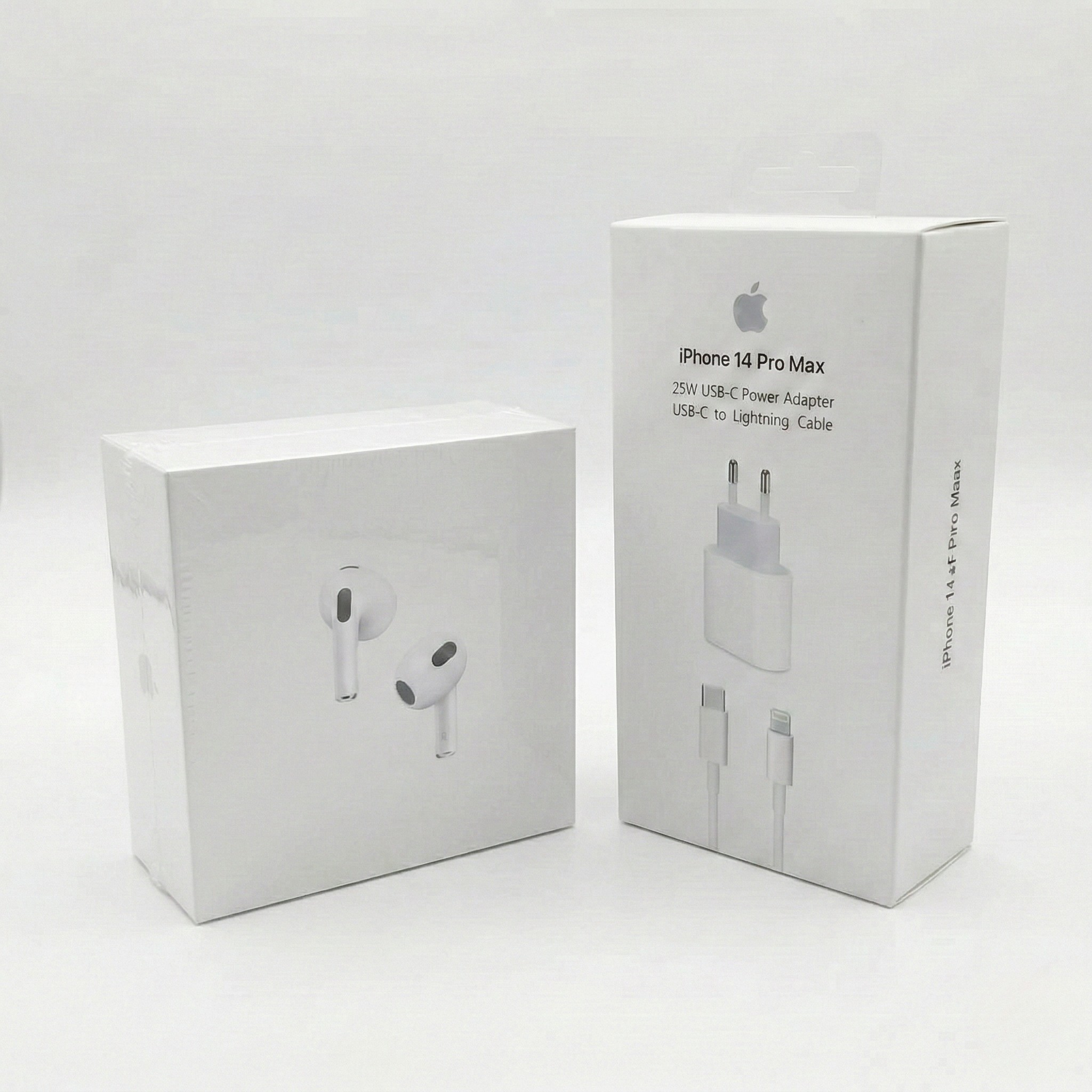 Pack Complet Apple— AirPods 3ème Génération + Adaptateur Secteur 25W USB-C avec Câble USB-C vers Lightning